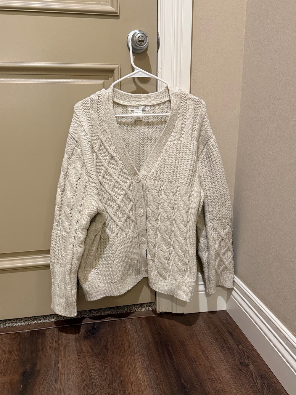 Altar’d State Cream Cable Knit Button Cardigan Sweater Size S